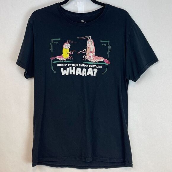 Rick And Morty T-Shirt Ripple Junction Unisex Large Black Cotton Graphic SS EUC - Picture 1 of 11